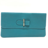 Hermes Pouch Chevre Misol Blue gene Stopper Chene Dunkle Women