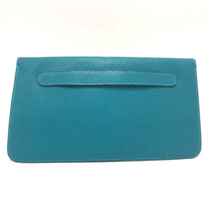 Hermes Pouch Chevre Misol Blue gene Stopper Chene Dunkle Women