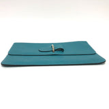 Hermes Pouch Chevre Misol Blue gene Stopper Chene Dunkle Women