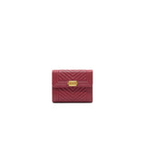 Chanel Caviar Chevron Quilted Boy Compact Wallet Red
