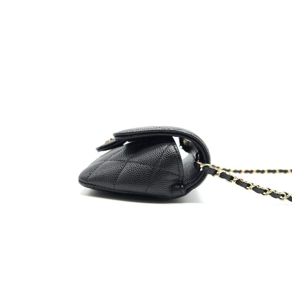 Chanel Glasses Case With Chain Caviar Black L