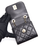 Chanel Lambskin Quilted Mini Trendy CC Chain Wallet Black