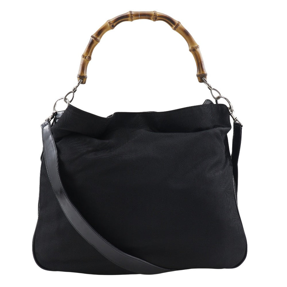 Gucci Handbag 001.2123.1577 Nylon Canvas, Bamboo black Women