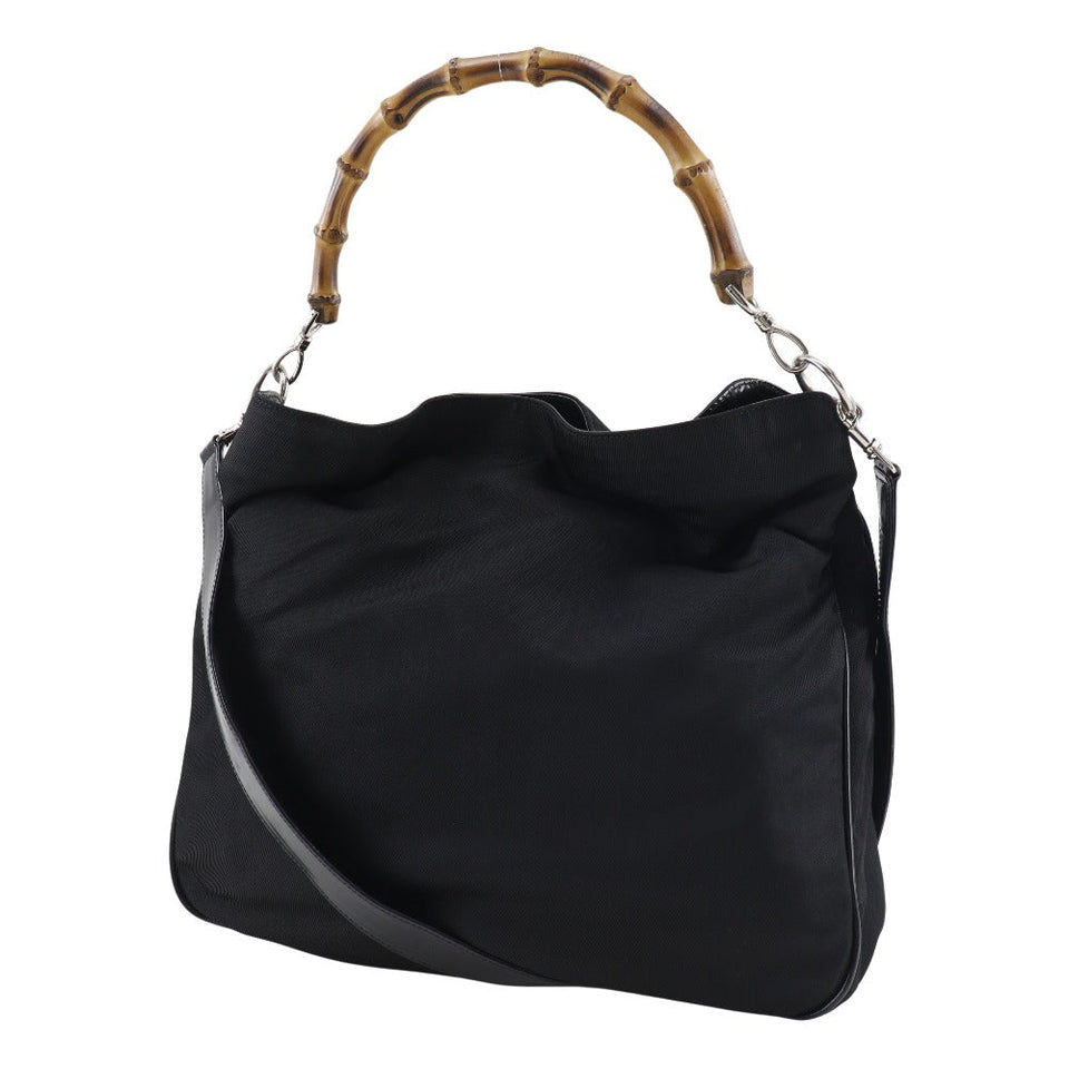 Gucci Handbag 001.2123.1577 Nylon Canvas, Bamboo black Women