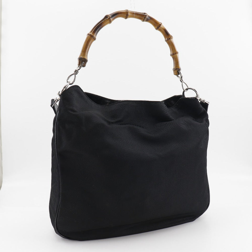 Gucci Handbag 001.2123.1577 Nylon Canvas, Bamboo black Women