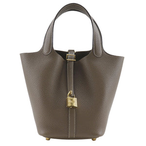 Hermes Handbag Taurillon Clemence Gold Metal Picotan Rock 18 PM