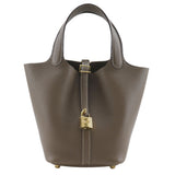 Hermes Handbag Taurillon Clemence Gold Metal Picotan Rock 18 PM