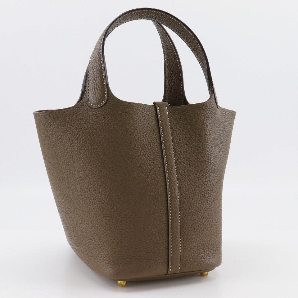 Hermes Handbag Taurillon Clemence Gold Metal Picotan Rock 18 PM