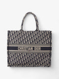 Christian Dior Book Tote Ecru / Blue Oblique Canvas Large