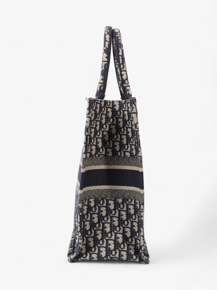 Christian Dior Book Tote Ecru / Blue Oblique Canvas Large