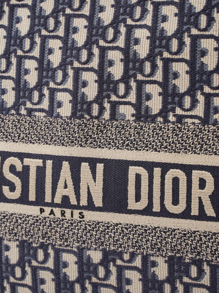 Christian Dior Book Tote Ecru / Blue Oblique Canvas Large