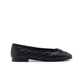 Chanel Black Quilted Suede CC Cap Toe Ballet Flats