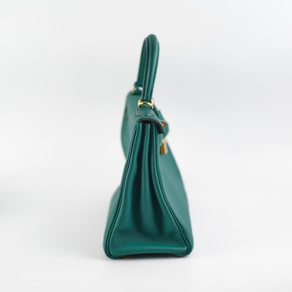 Hermes Kelly 28 Malachite Togo C Stamp