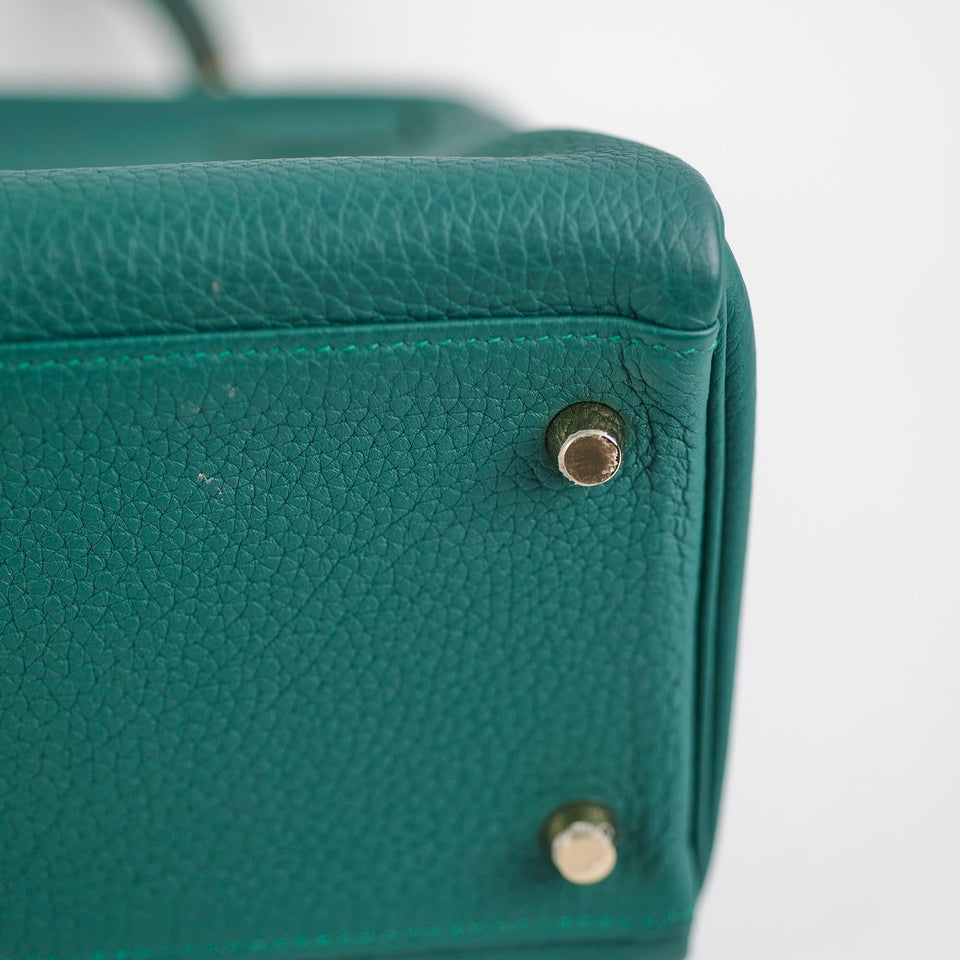 Hermes Kelly 28 Malachite Togo C Stamp