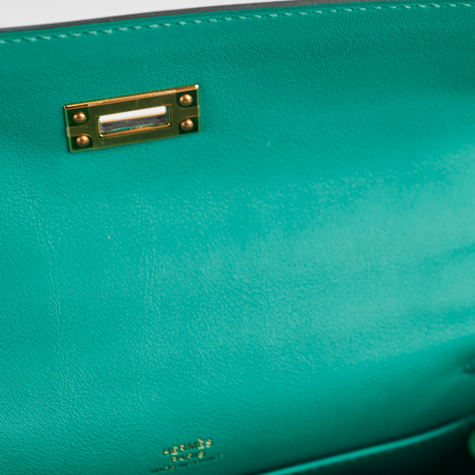 Hermes Kelly Pochette Vert Verone Swift - C Stamp