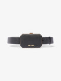 Prada Octagon Logo Belt with Bag Black / Gold Saffiano Leather 80cm / 32"