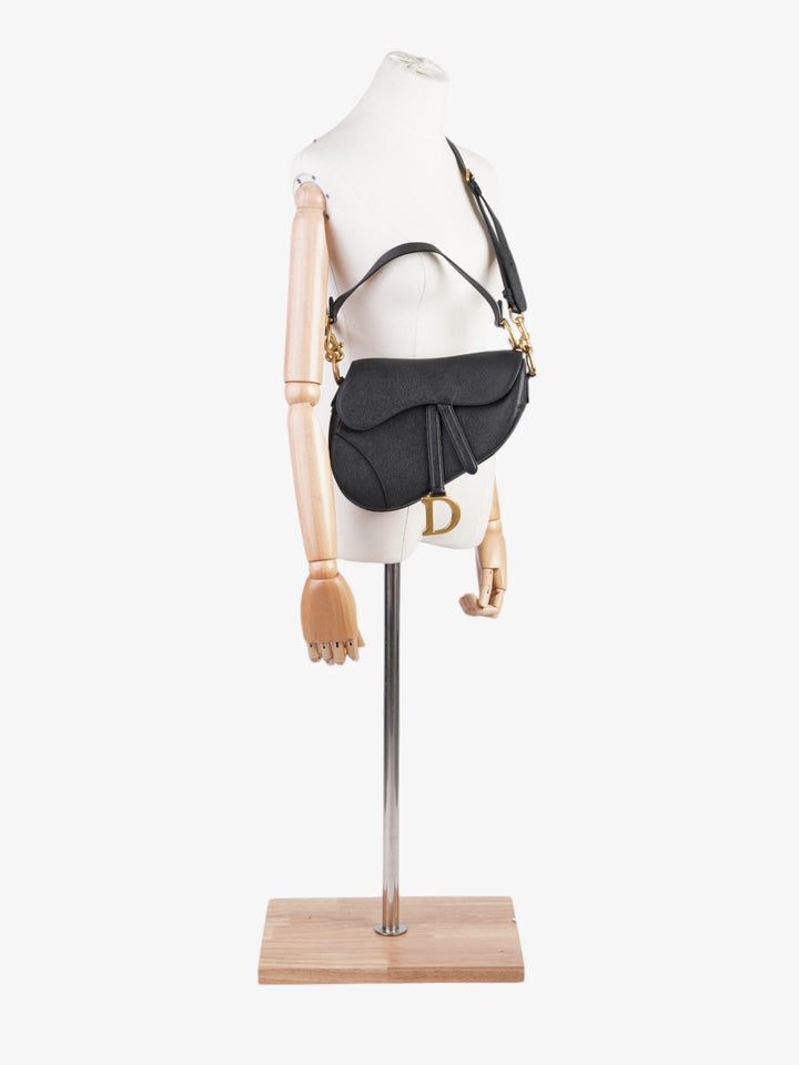 Christian Dior Saddle Bag Black Calfskin Leather
