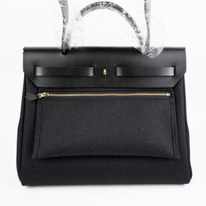 Hermes Herbag 31 Noir Canvas