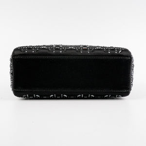 Christian Dior Mini Lady Dior Strass Satin Bag Black