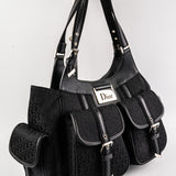 Christian Dior Canvas Shoulder Bag Black