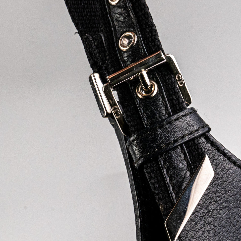 Christian Dior Canvas Shoulder Bag Black