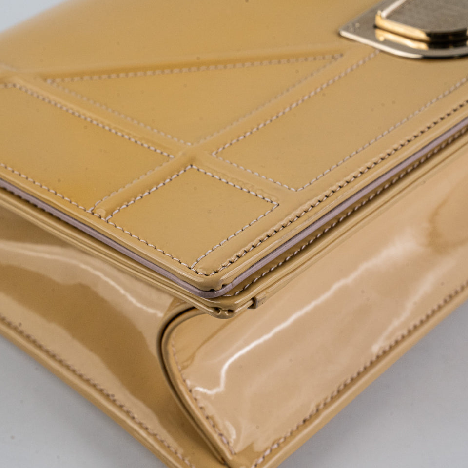 Christian Dior Diorama Medium Patent Shoulder Bag Yellow