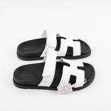 Hermes Chypre Sandals White Calfskin Size 37