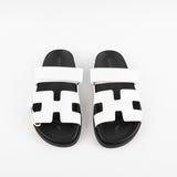 Hermes Chypre Sandals White Calfskin Size 37
