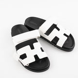 Hermes Chypre Sandals White Calfskin Size 37