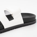 Hermes Chypre Sandals White Calfskin Size 37