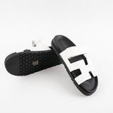 Hermes Chypre Sandals White Calfskin Size 37