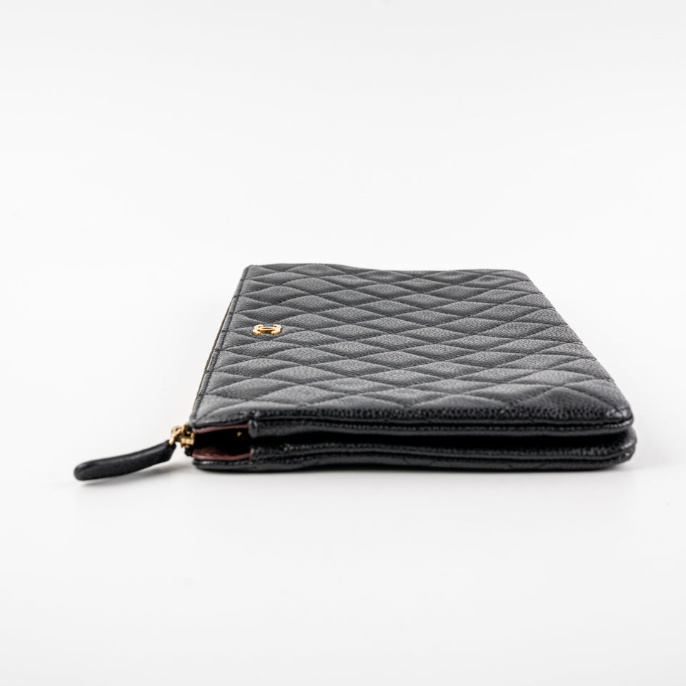 Chanel Quilted Caviar Clutch Pouch Black
