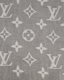 Louis Vuitton Grey Monogram Scarf with Fringe Detail Size 140cm x 140cm