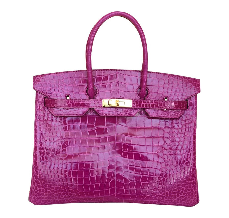HermesBirkin 35 Rose Sheherazade Crocodile Bag