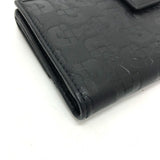 Gucci Long Wallet Purse 143389 leather black Embossed all over pattern Women
