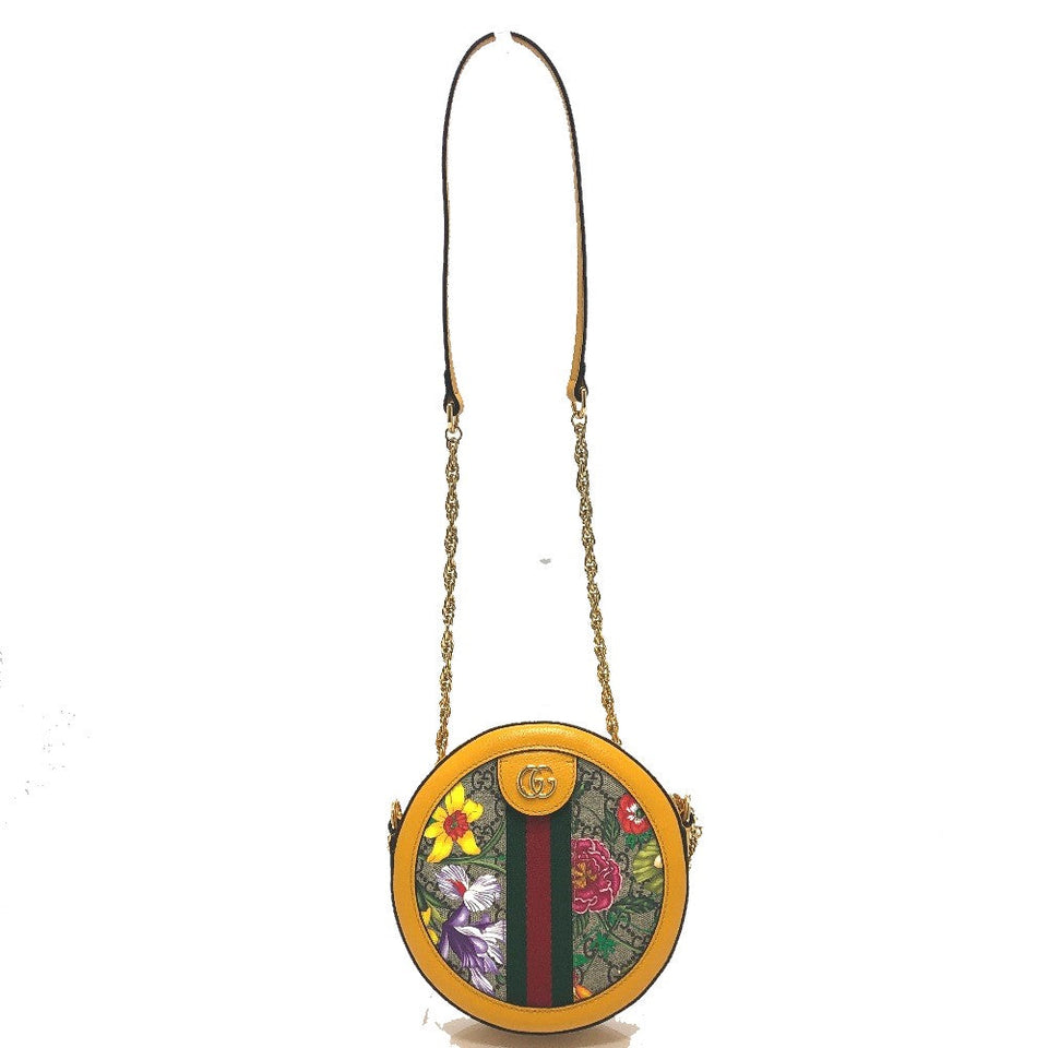 Gucci Shoulder Bag 550618 GG Supreme Canvas yellow GG flora webbing Women