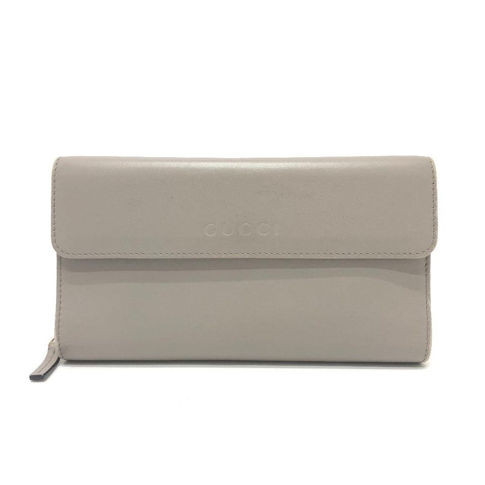 Gucci Long Wallet Purse leather gray logo Women