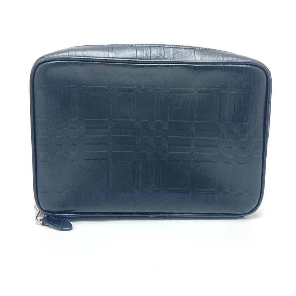 Burberry business bag leather black Check Pattern mens