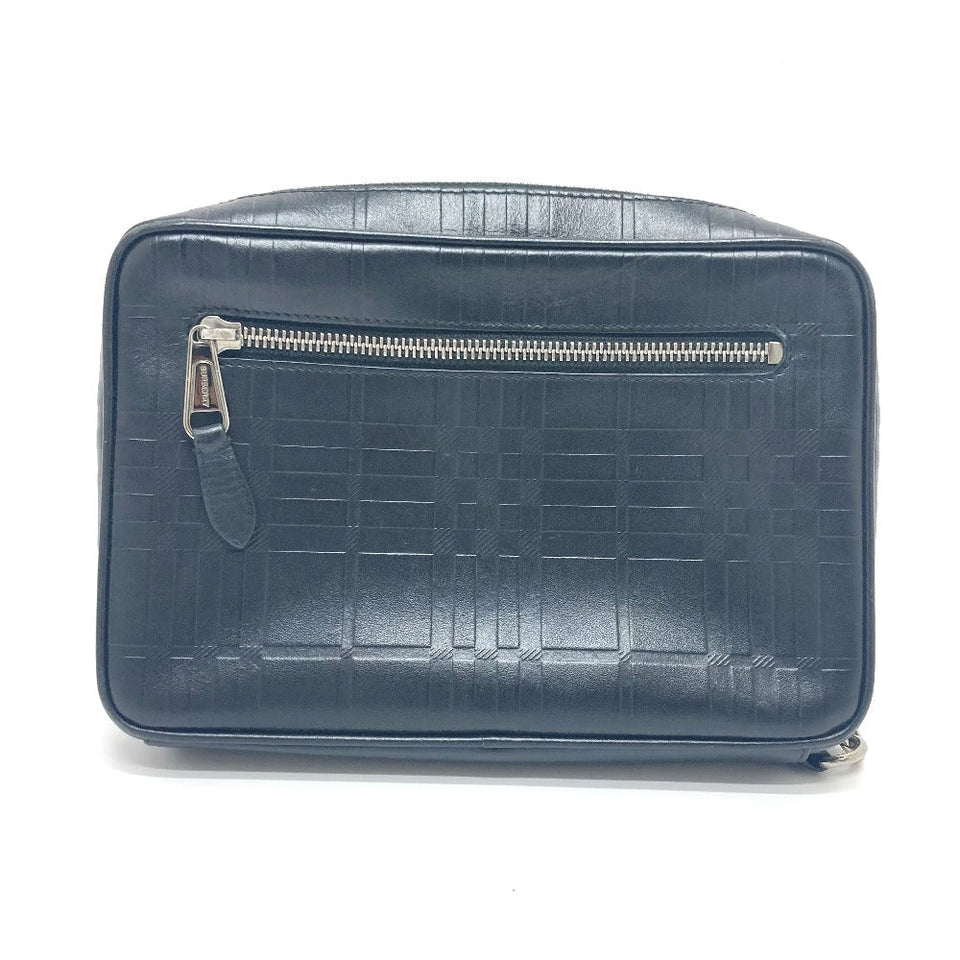 Burberry business bag leather black Check Pattern mens