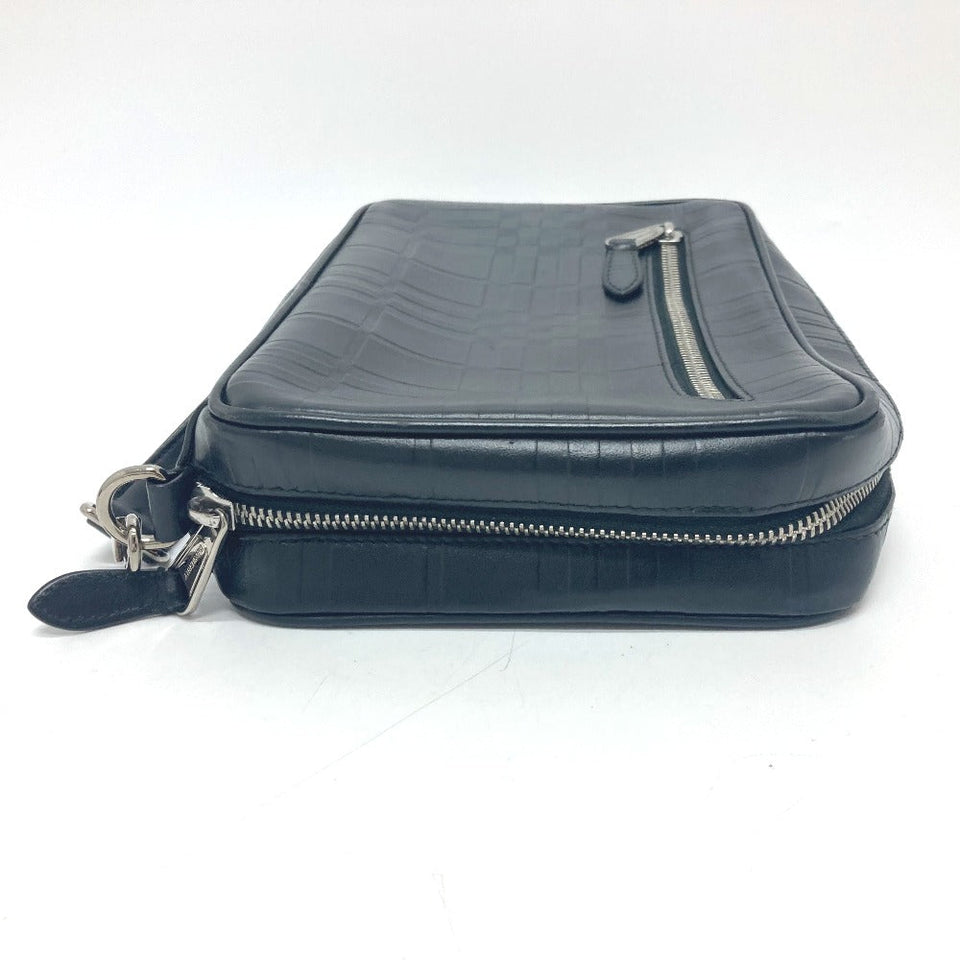 Burberry business bag leather black Check Pattern mens