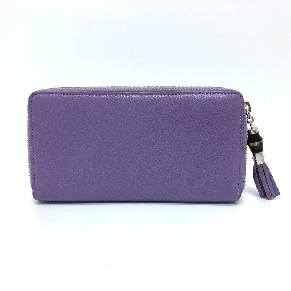 Gucci Long Wallet Purse 307984 leather purple Bamboo tassel Women