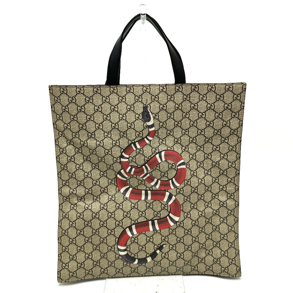 Gucci Handbag 450950 GG Supreme Canvas beige Kingsnake print GG Supreme mens