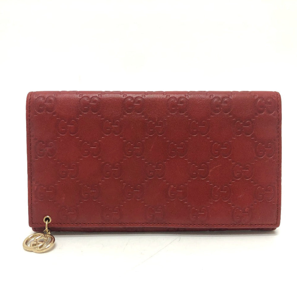 Gucci Long Wallet Purse 212109 Sima leather Red GG Shima Line Women