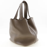 Hermes Handbag Taurillon Clemence SilverMetal Pico Tan Lock MM Women