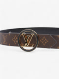 Louis Vuitton LV Circle 35MM Reversible Belt Monogram / Black Coated Canvas 95cm 37.5"