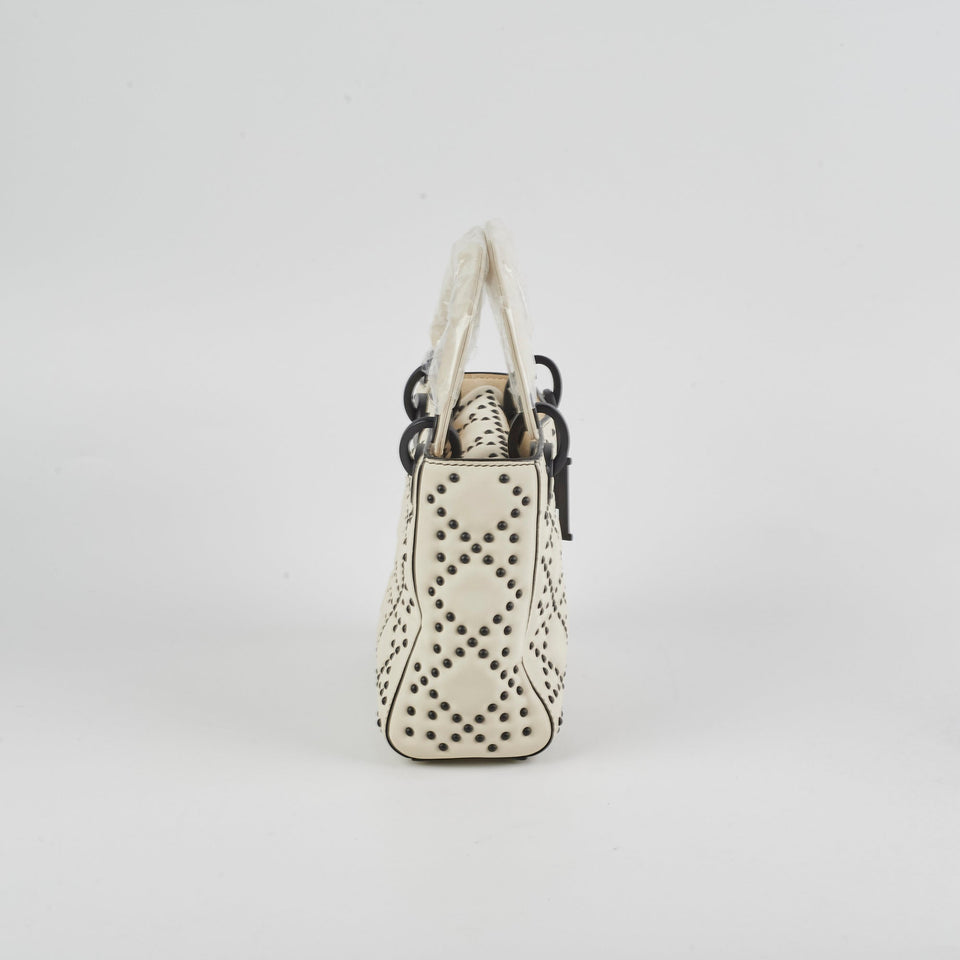 Christian Dior Mini Lady Dior Studded Ivory