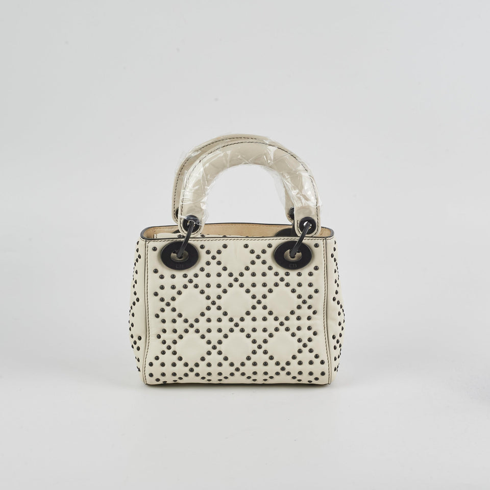 Christian Dior Mini Lady Dior Studded Ivory
