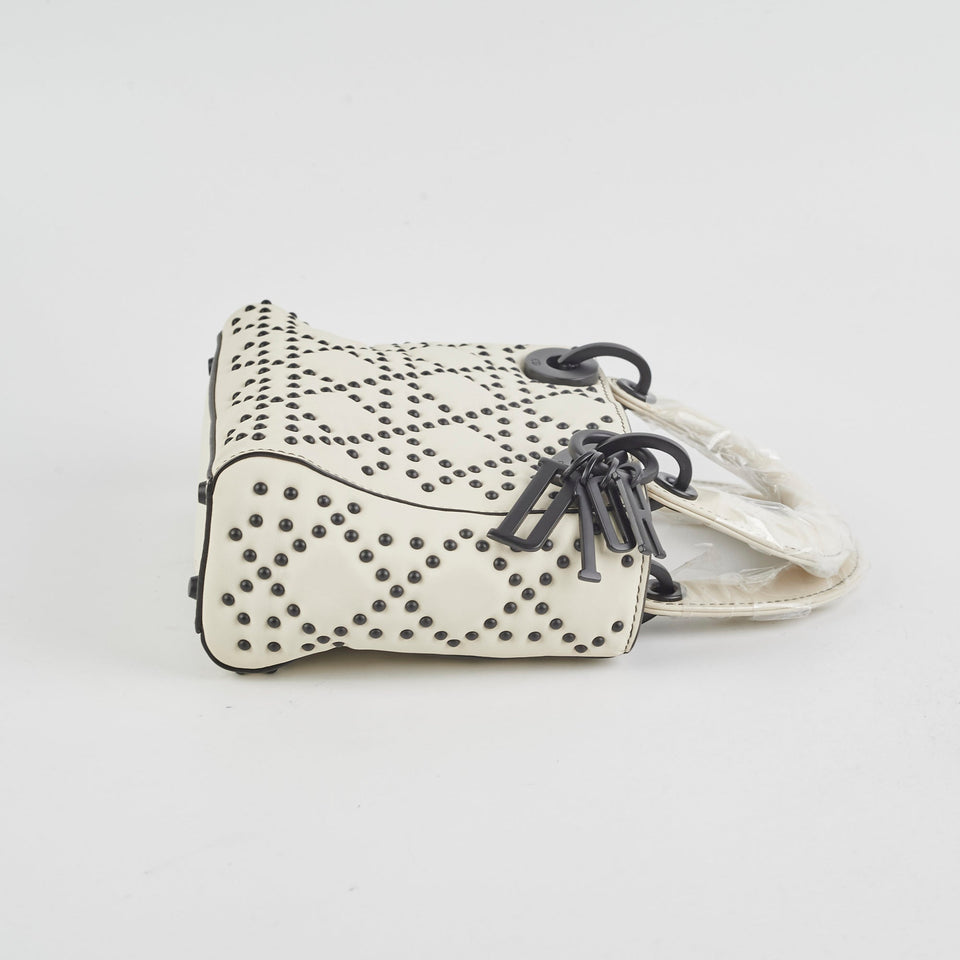 Christian Dior Mini Lady Dior Studded Ivory