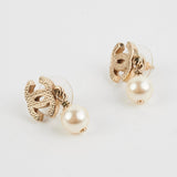 Chanel CC Gold Pearl Drop Earrings Costume Jewellery