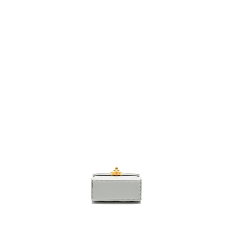 Chanel CC Enamel Heart Mini Flap Clutch With Chain Lambskin Light Grey